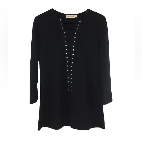 Tory Burch Yessica black 100% merino wool tunic sweater - Picture 3 of 10